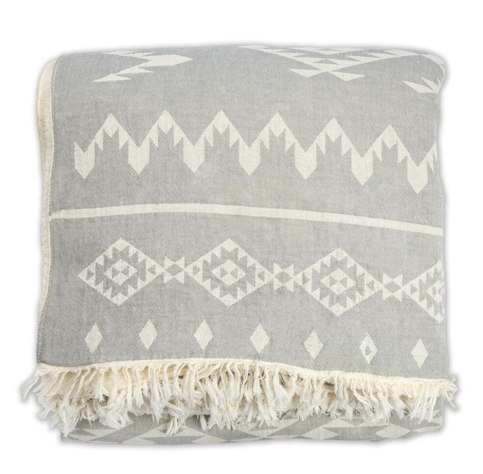 Atlas Fleece Lined Throw, Colour: Light Grey