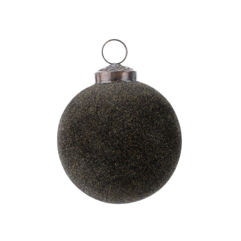 Velvet Flocking Ornament - Dark Green, Size: Small