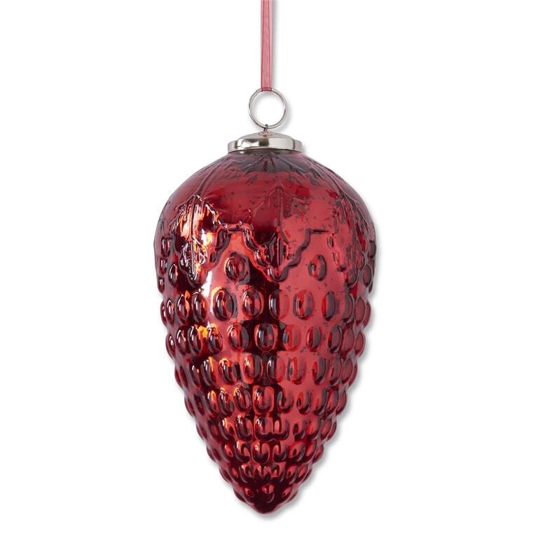 Red Mercury Glass Pinecone Ornament
