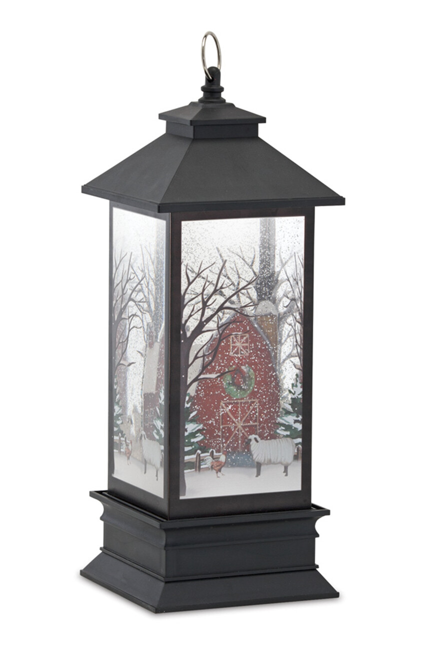 Barn Snow Globe Lantern