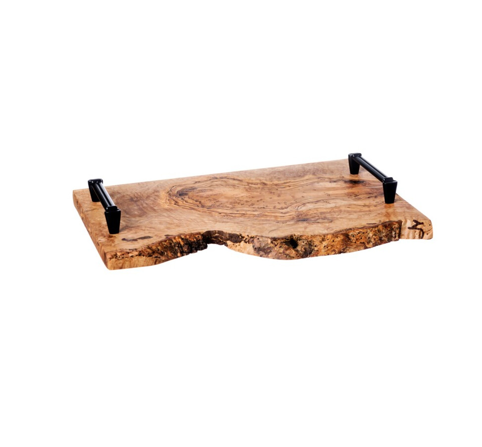 Olive Wood Rustic Serving Tray with handles