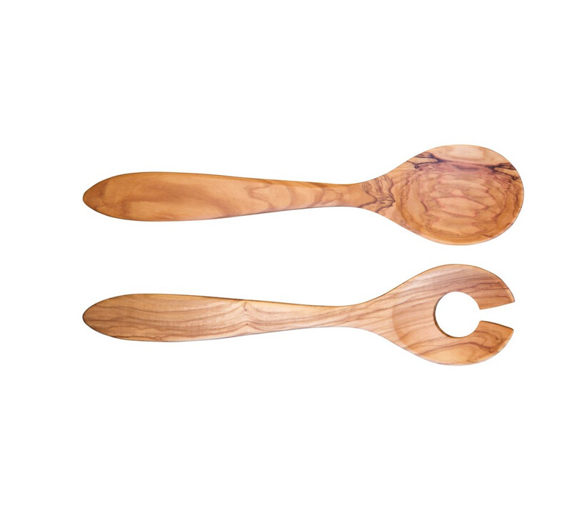 Olive Wood Curved Salad Set