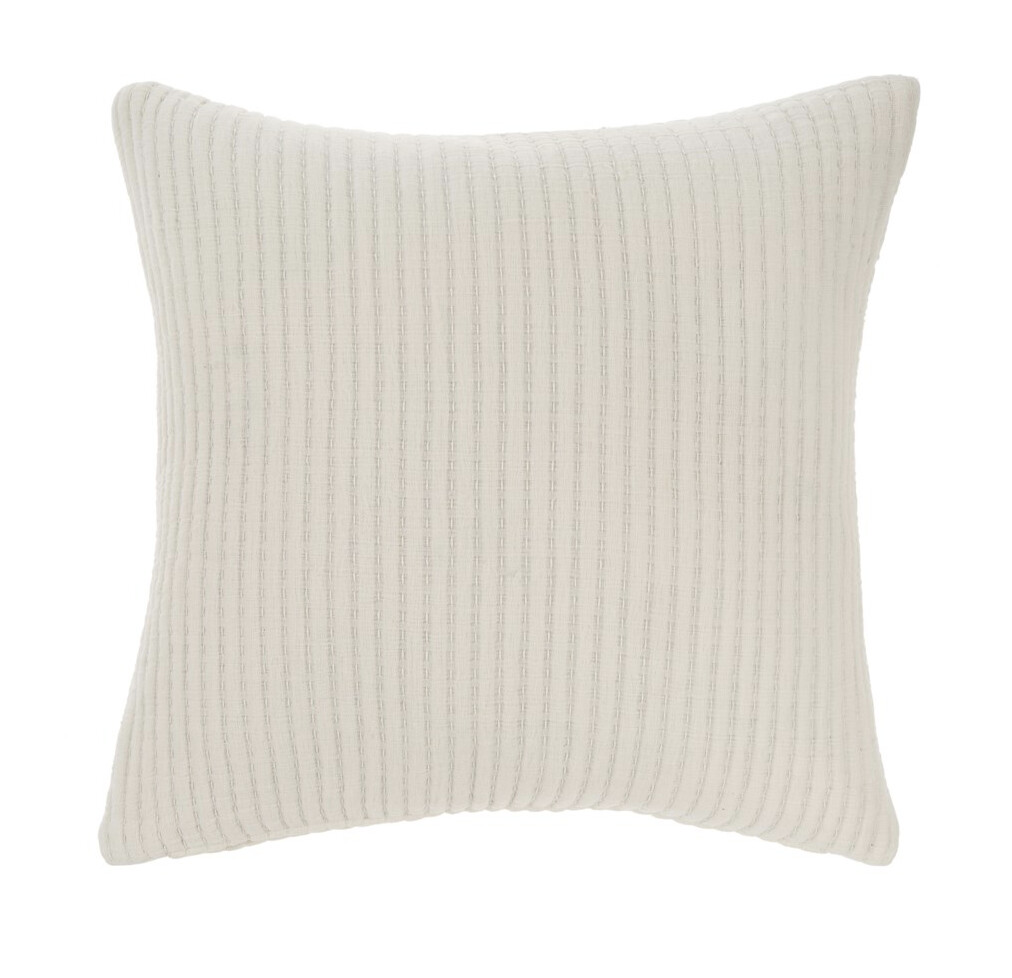 White Kantha Stitch Pillow