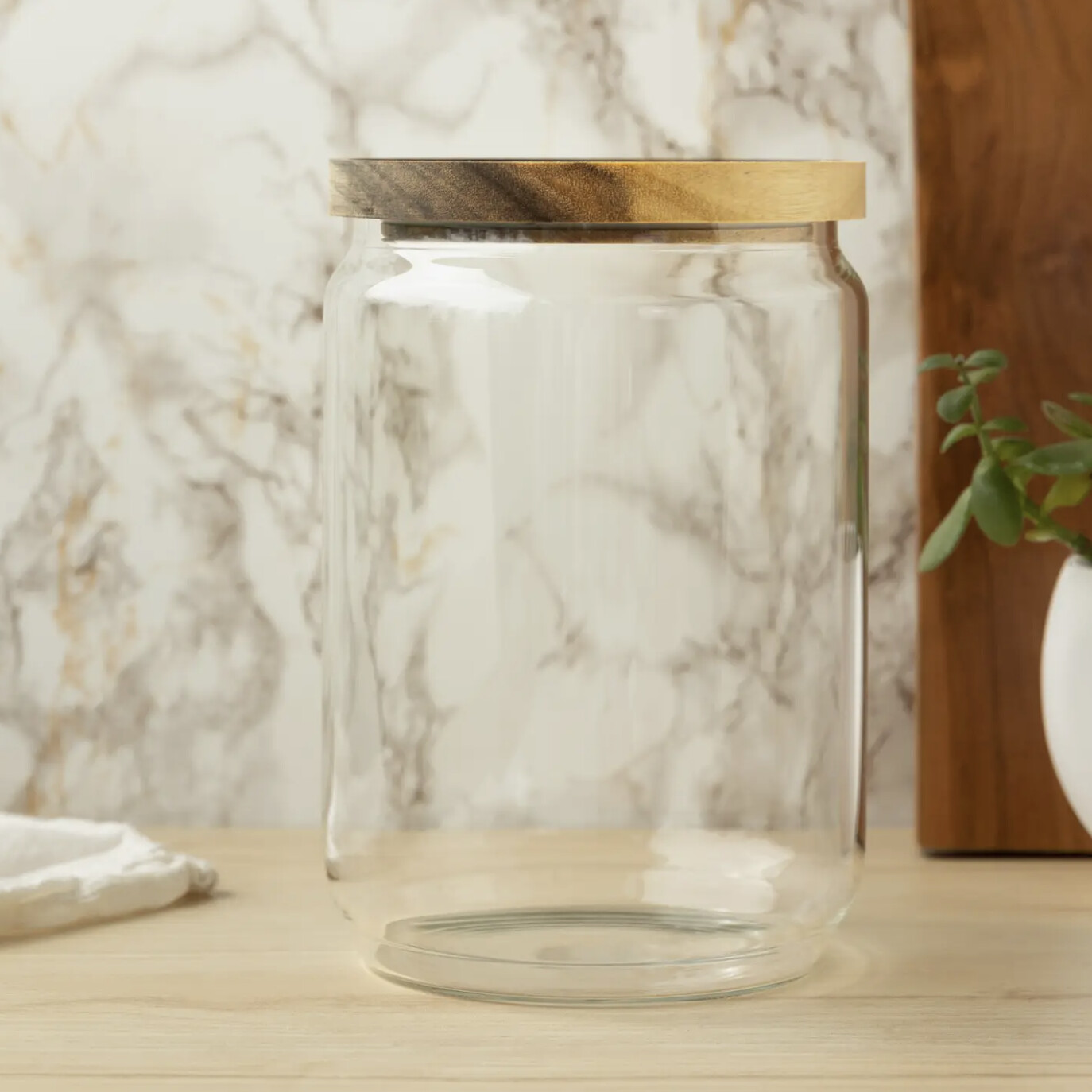 Glass Storage Canister with Wood Lid