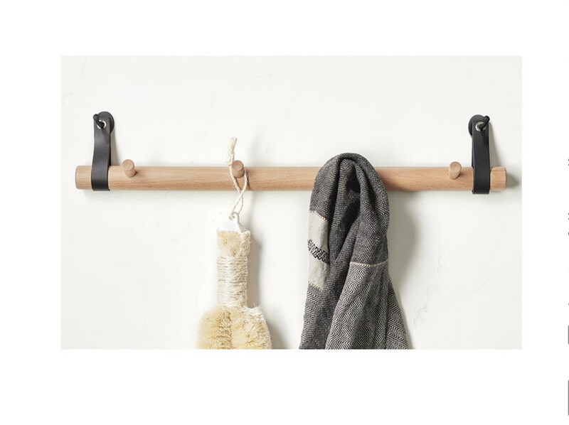 Wood &amp; Leather Wall Rack