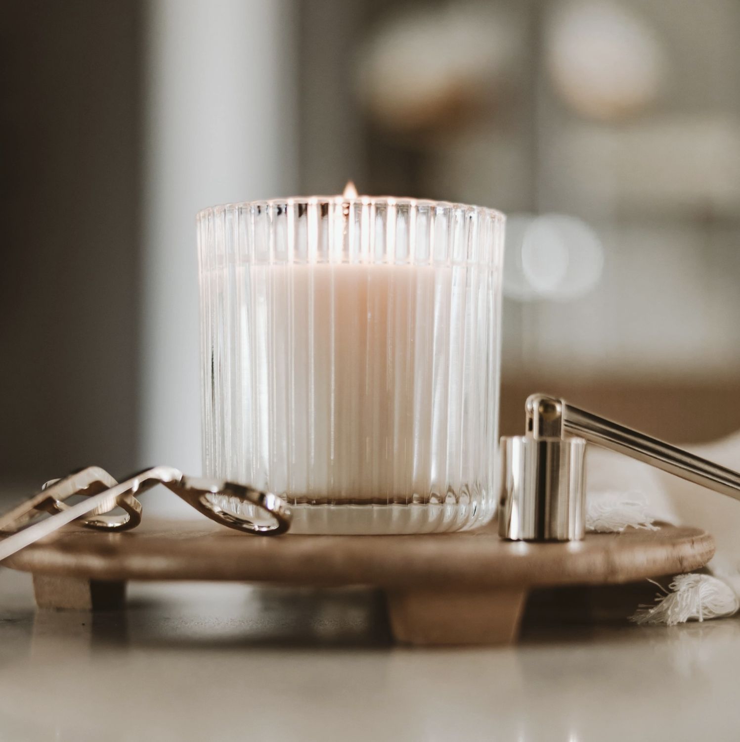 Fluted Glass Candle