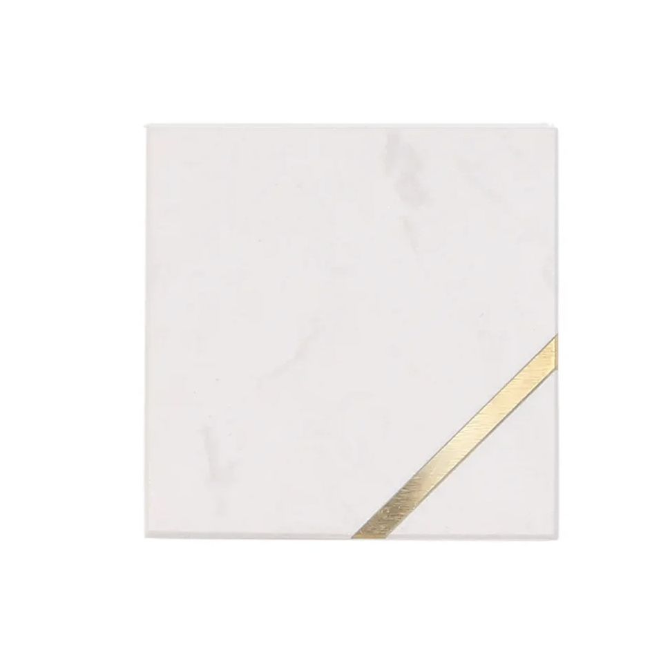 Marble Coasters with Brass Detail | Set of 4