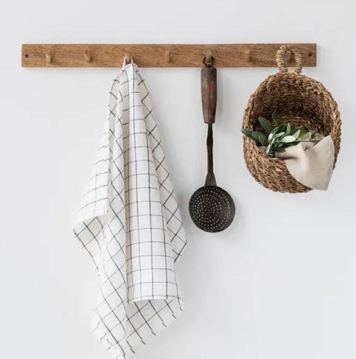Linen Tea Towel | Charcoal Grid
