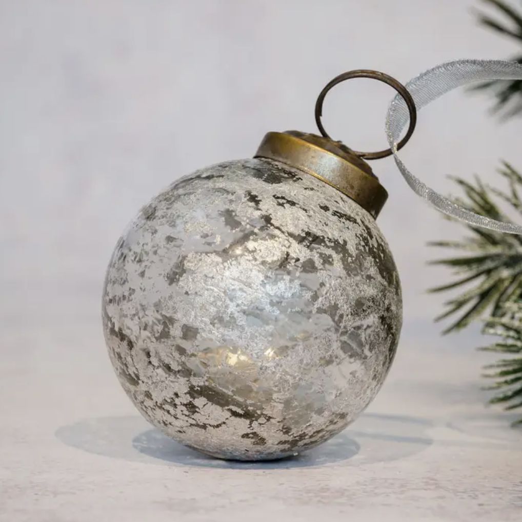 Silver Antique Glass Ornament | 3&quot;