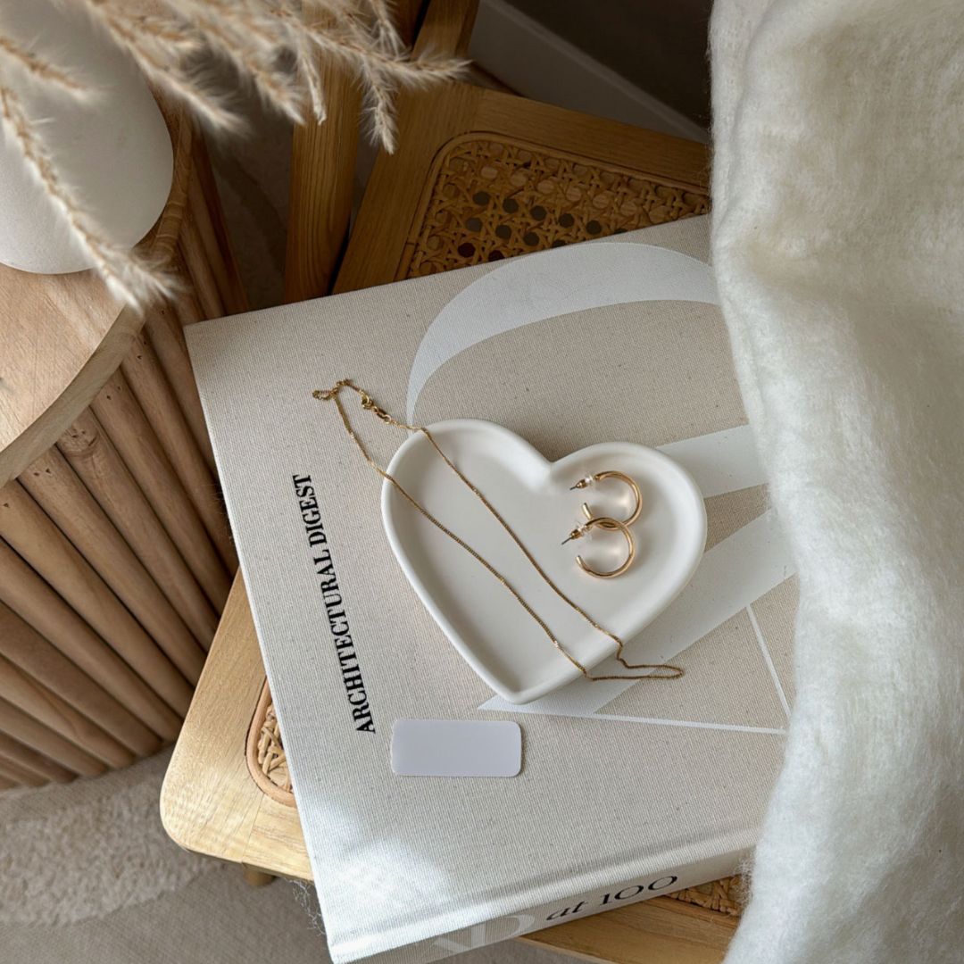 White Heart Trinket Tray | Large