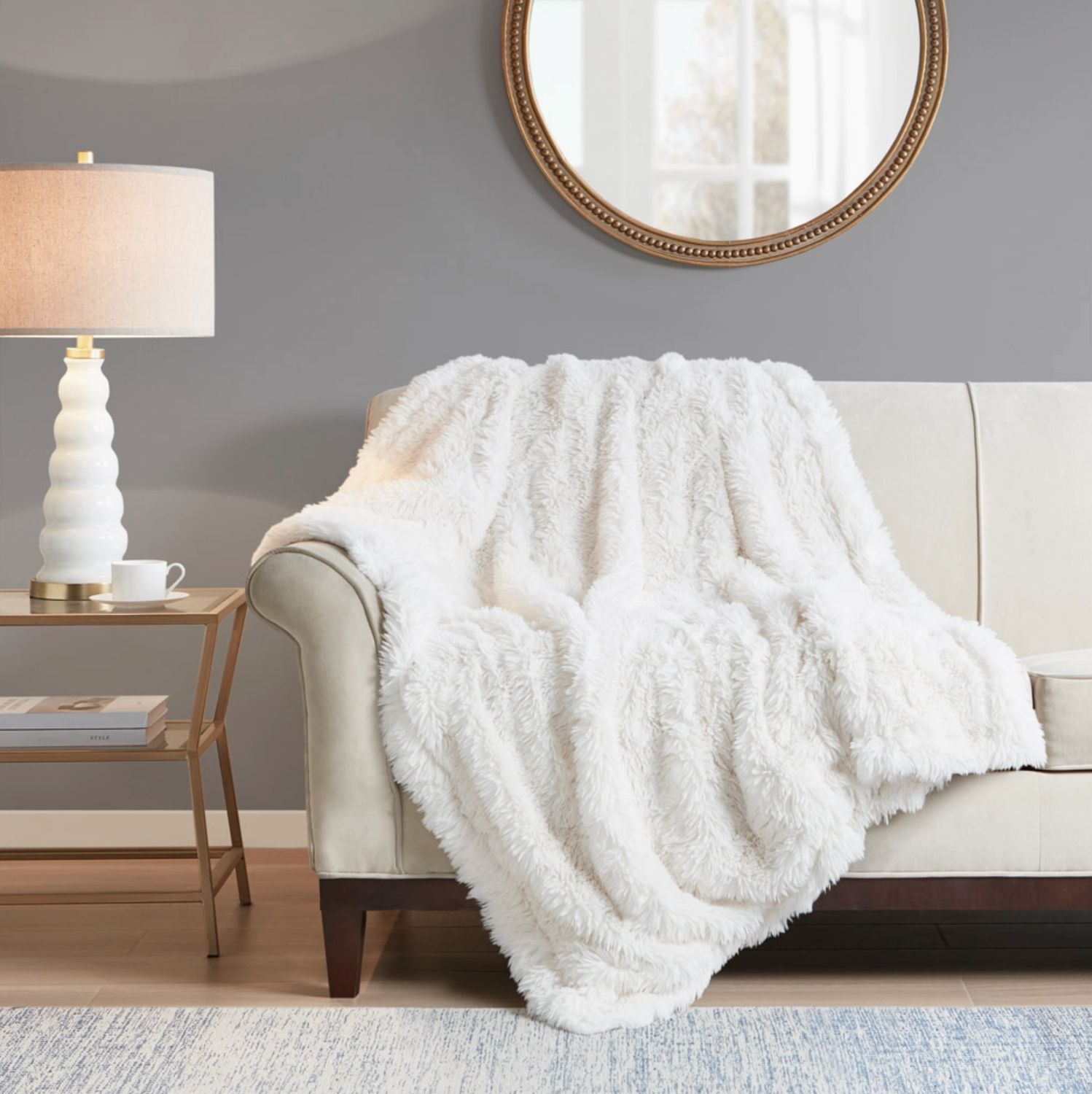 Faux White Throw