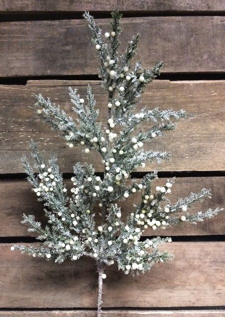 Frosted Cedar and Cream Berry Spray