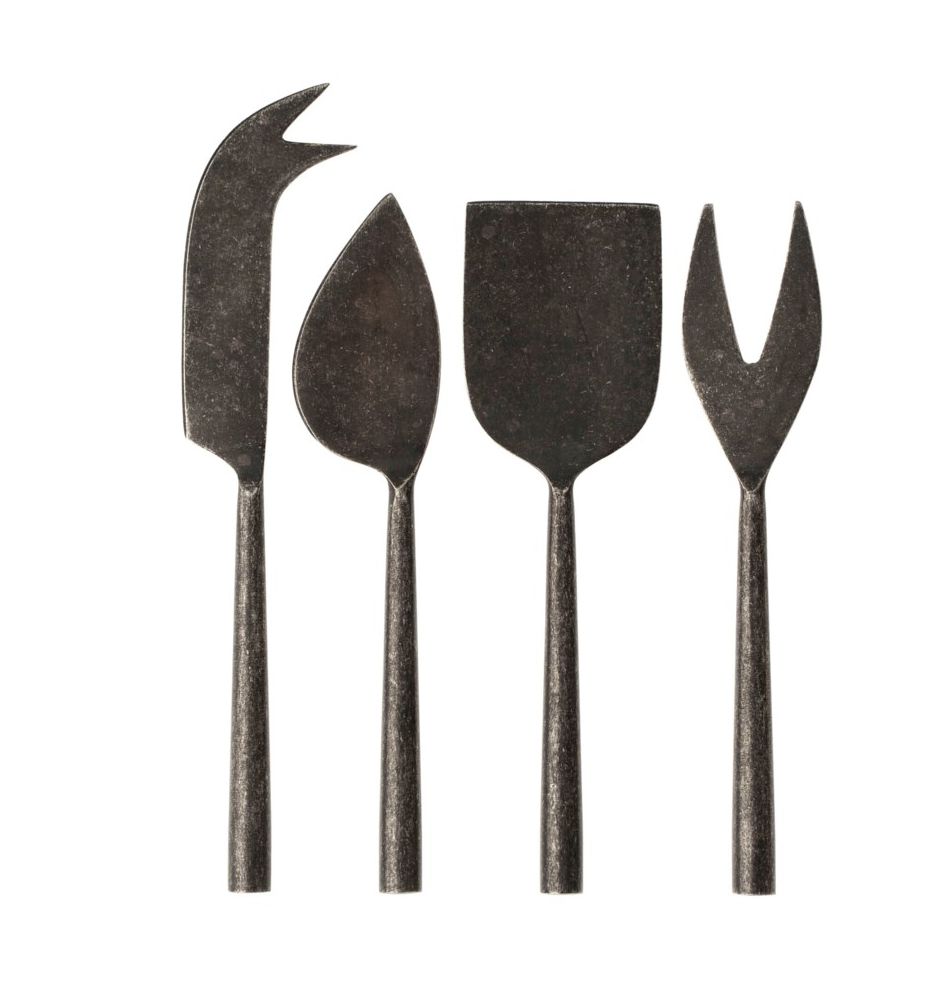 Tides Cheese Knives | Set of 4, Colour: Black