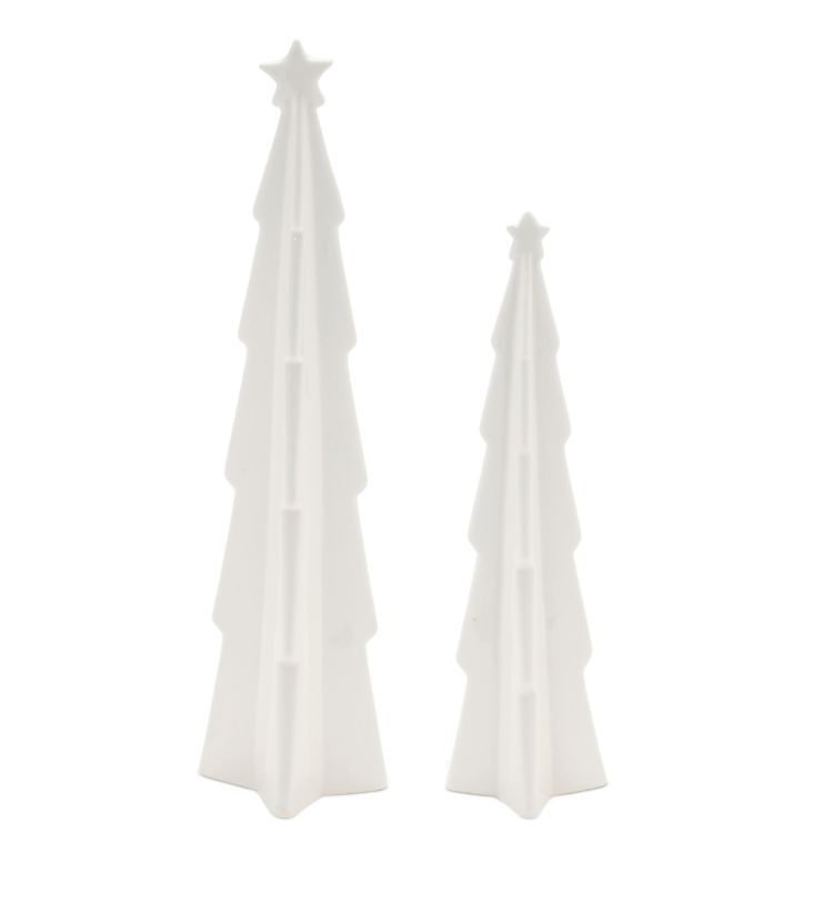 White Ceramic Trees | Set of 2