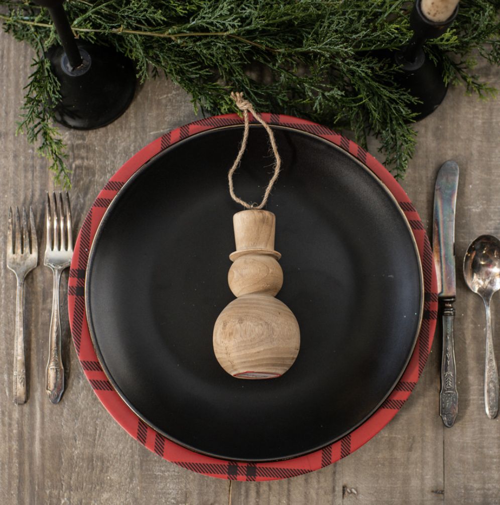 Wooden Snowman Ornament
