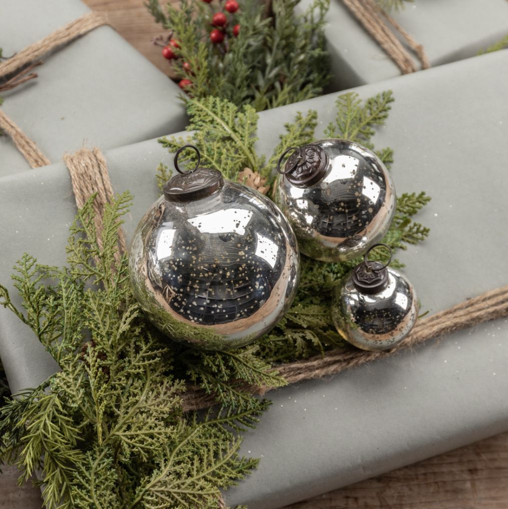 Silver Kugel Ornament, Size: Small