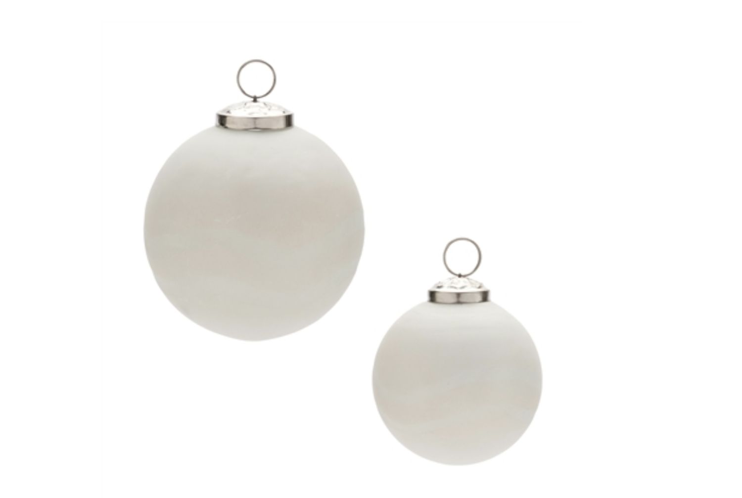 White Glass Ornament | Silver Cap