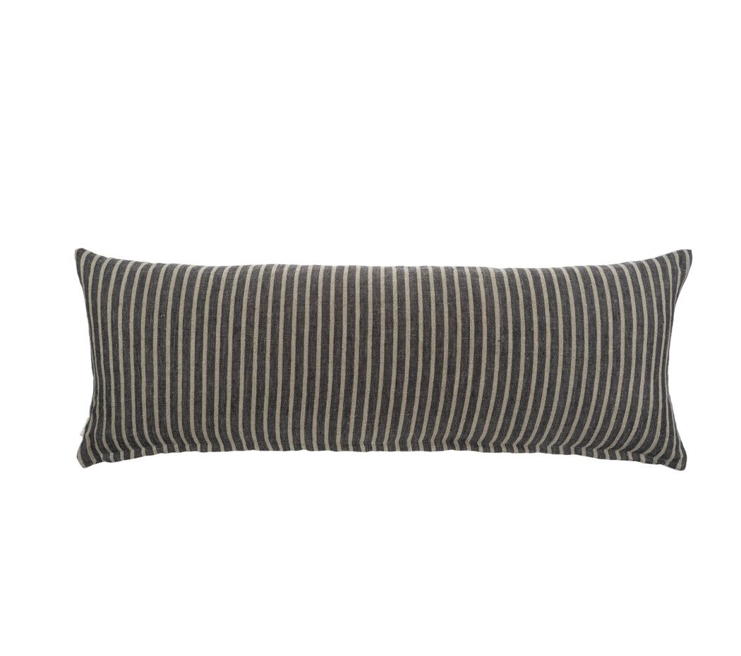 Pinstripe Linen Pillow | Grey