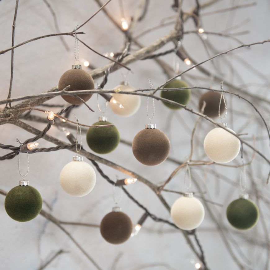 Flocked Ornaments | Tan