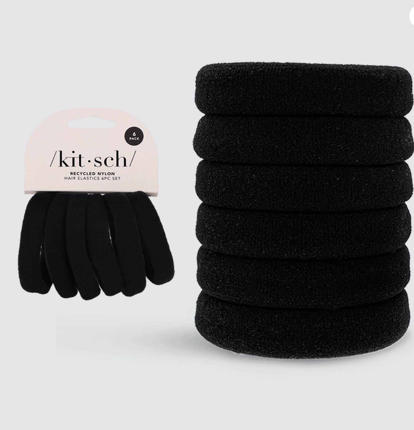 Recycled Nylon Thick Hair Elastics | Black