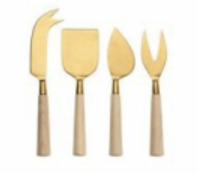 Maple Wood Cheese Knives, Tumbled Gold