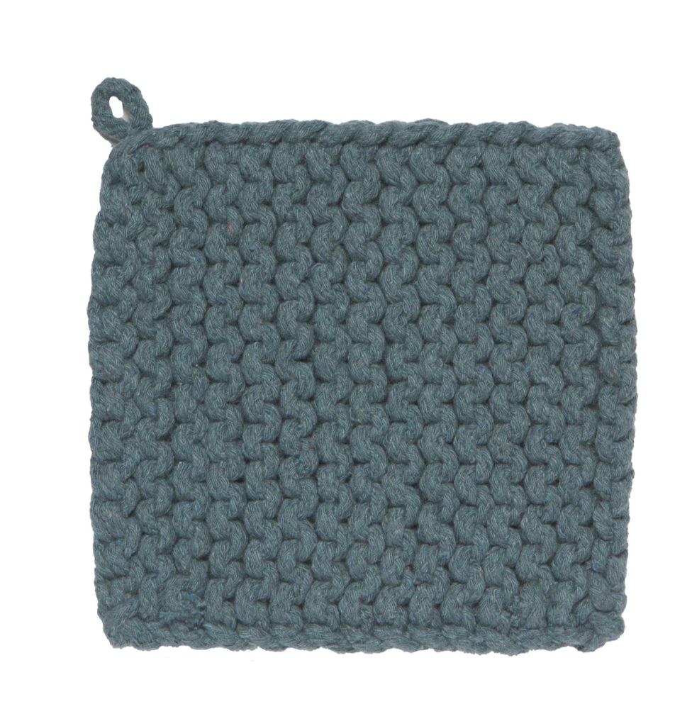 Stonewashed Knit Pot Holder, Colour: Teal
