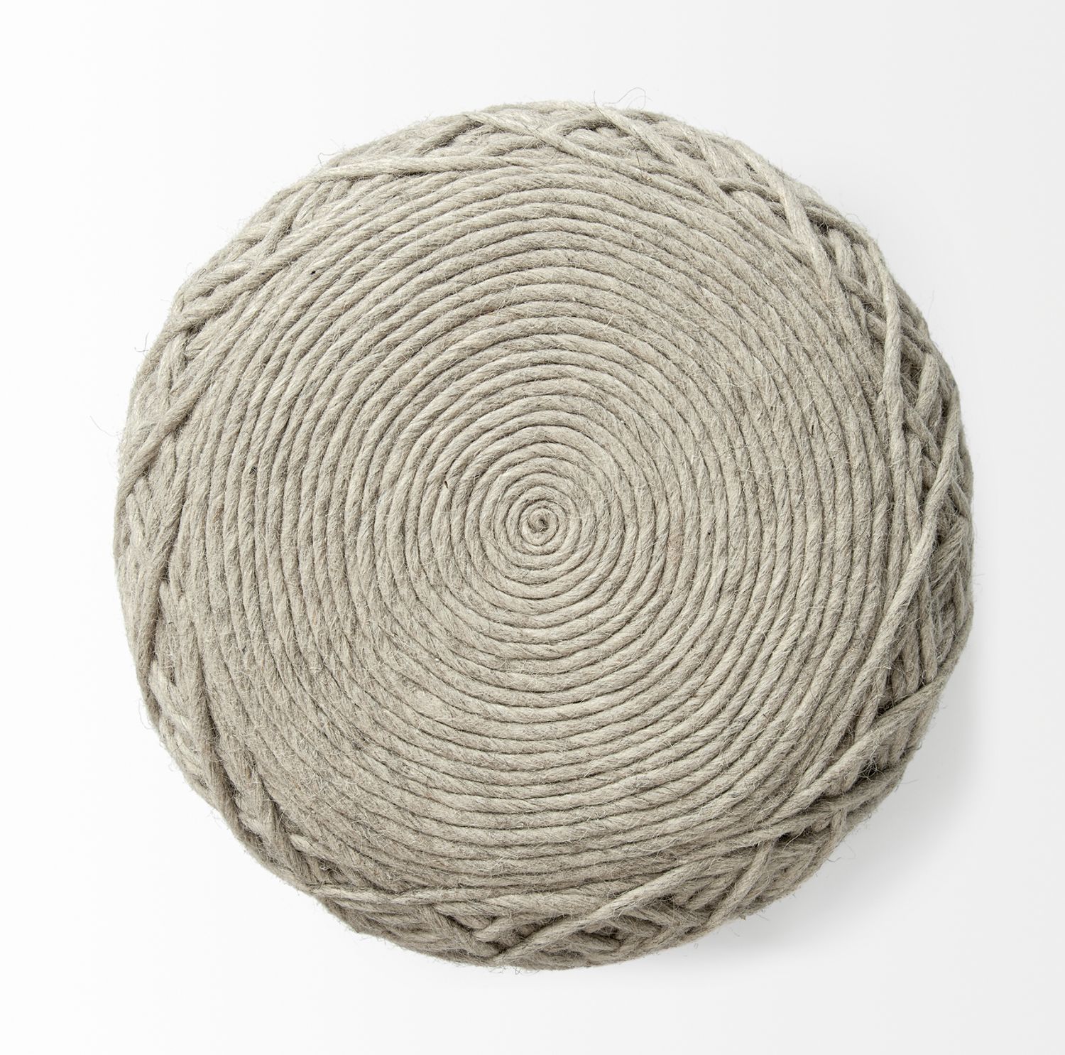 Allium Handwoven Wool Cylindrical Pouf | Oatmeal