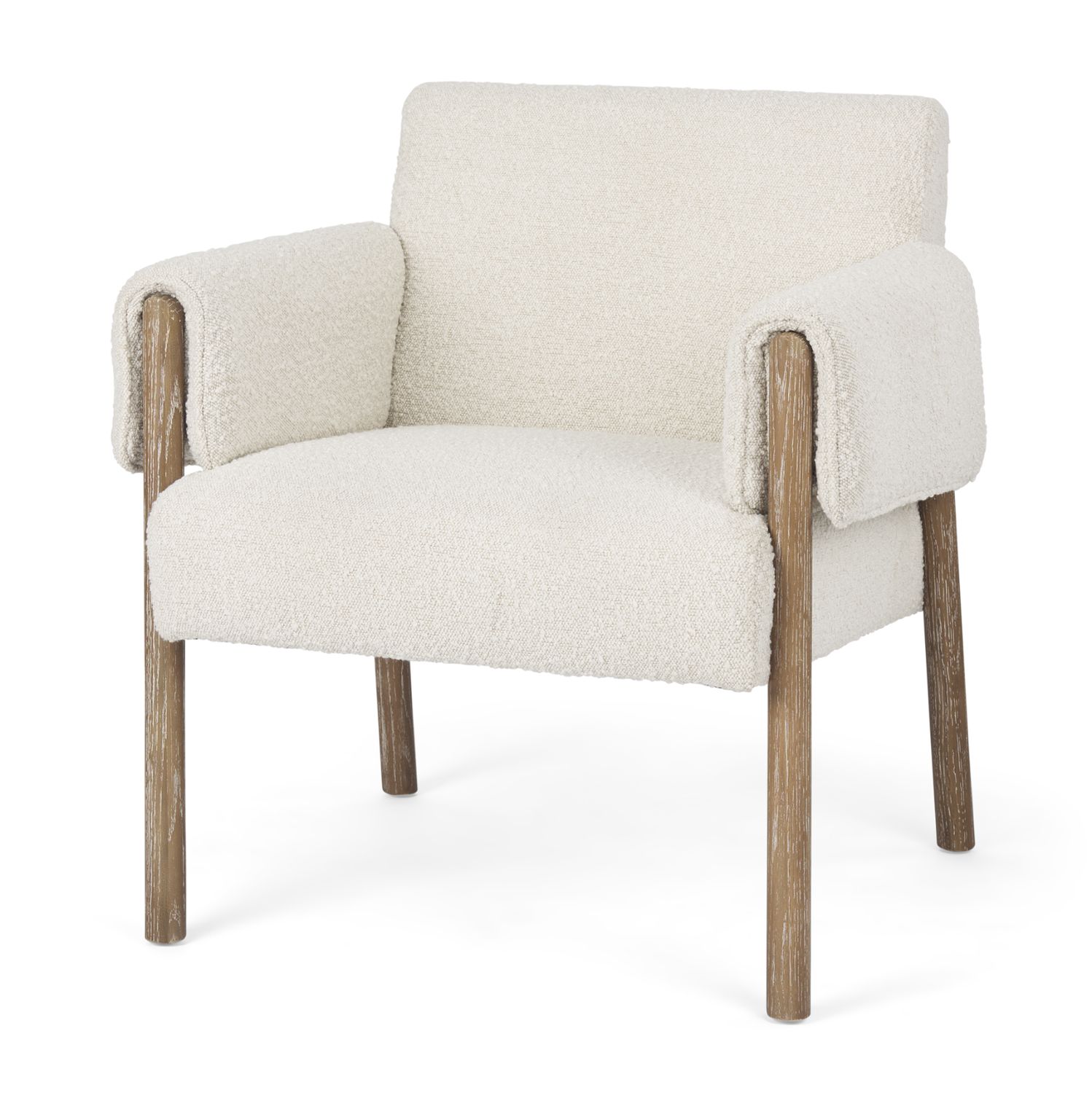 Ashton Cream Chair | Light Brown Wood Accent