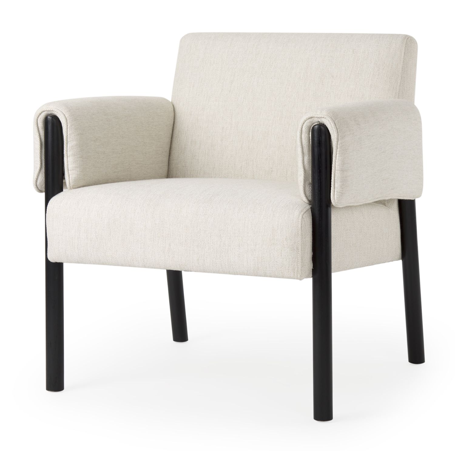 Ashton Cream Fabric Chair | Black Wood Accent