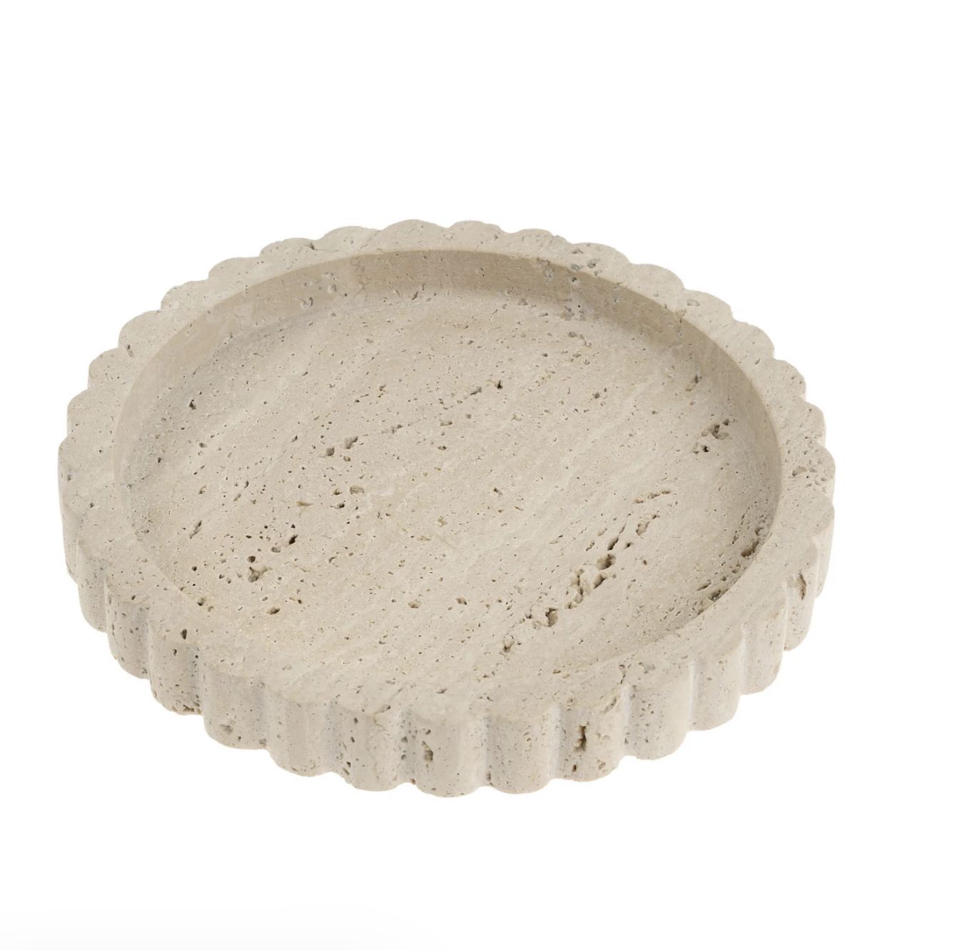 Travertine Scalloped Plate | Large