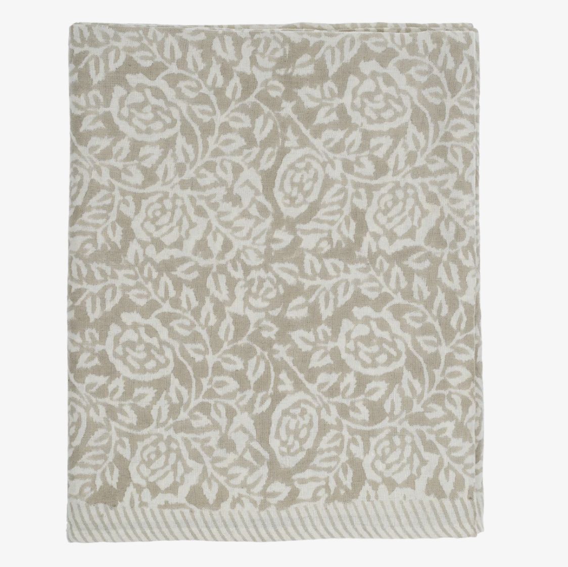 Wild Rose Block Print Tablecloth