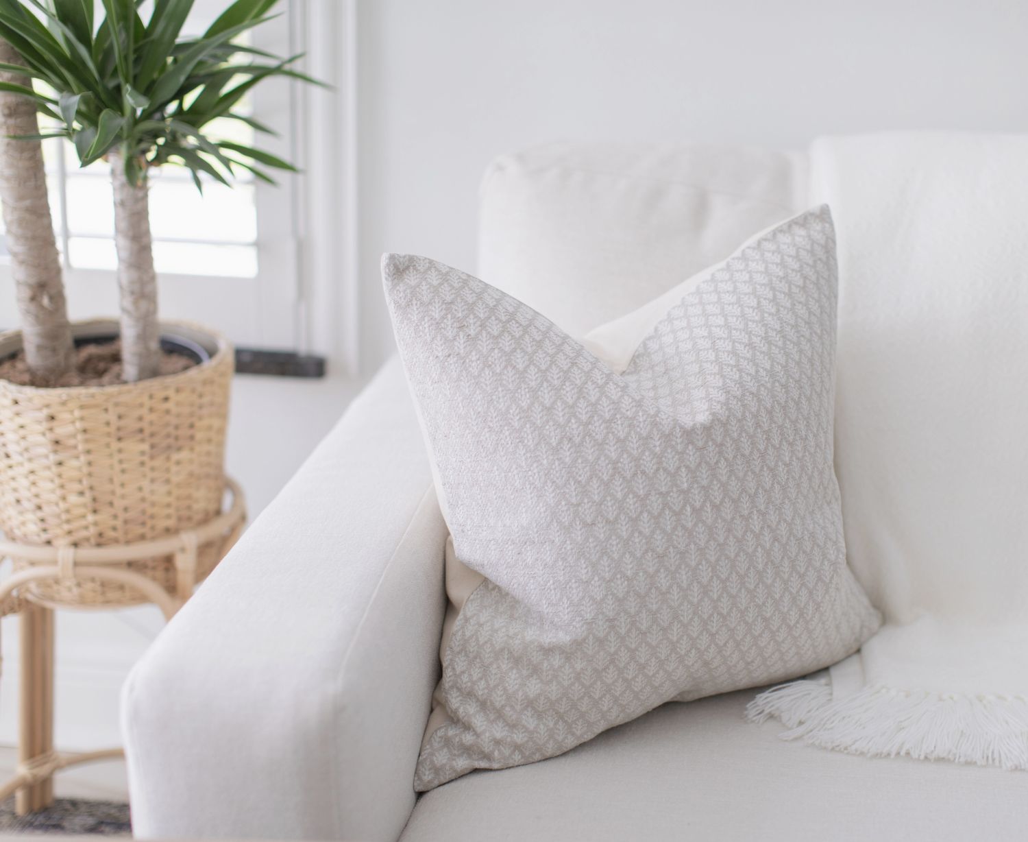 Ivory Floral Print Pillow