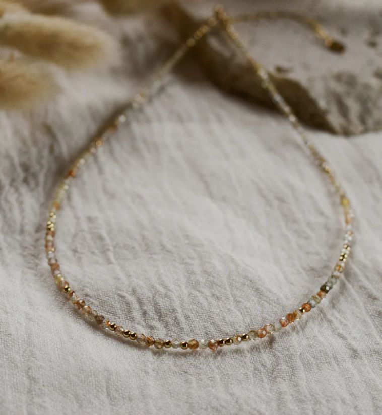 Natural Zircon Diamond Cut Choker Necklace