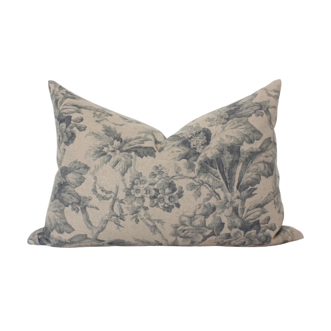 Tan Floral Lumbar Pillow