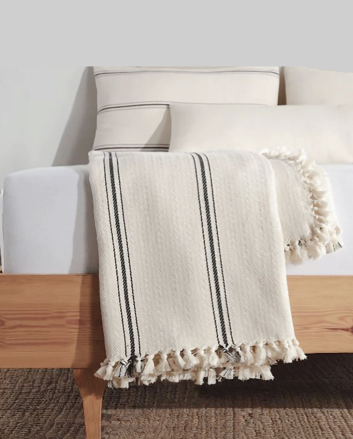 Minimalist Throw | Cream with Black Stripes