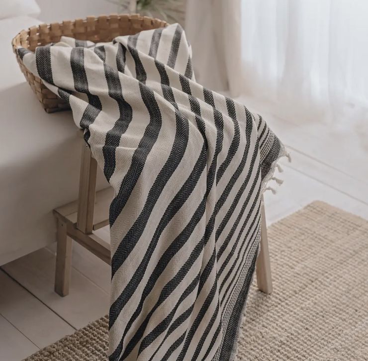 Minimalist Throw | Large Black Stripes