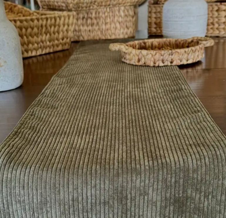 Evergreen Corduroy Table Runner