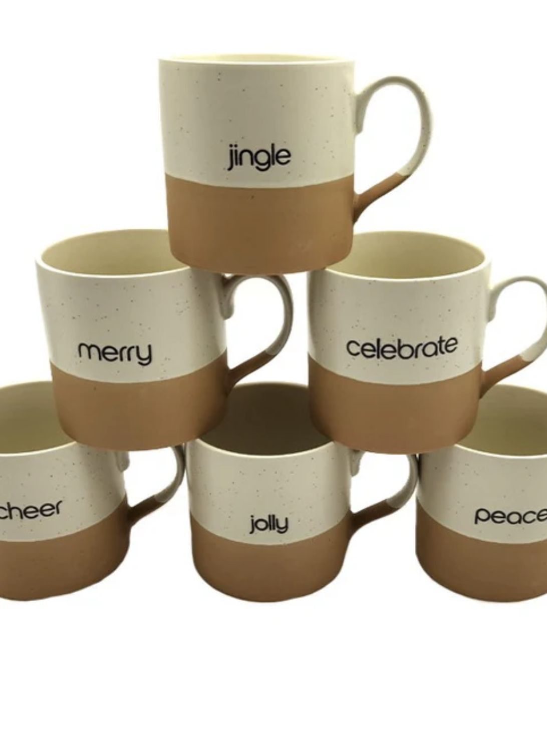 Natural Ceramic Christmas Word Mugs