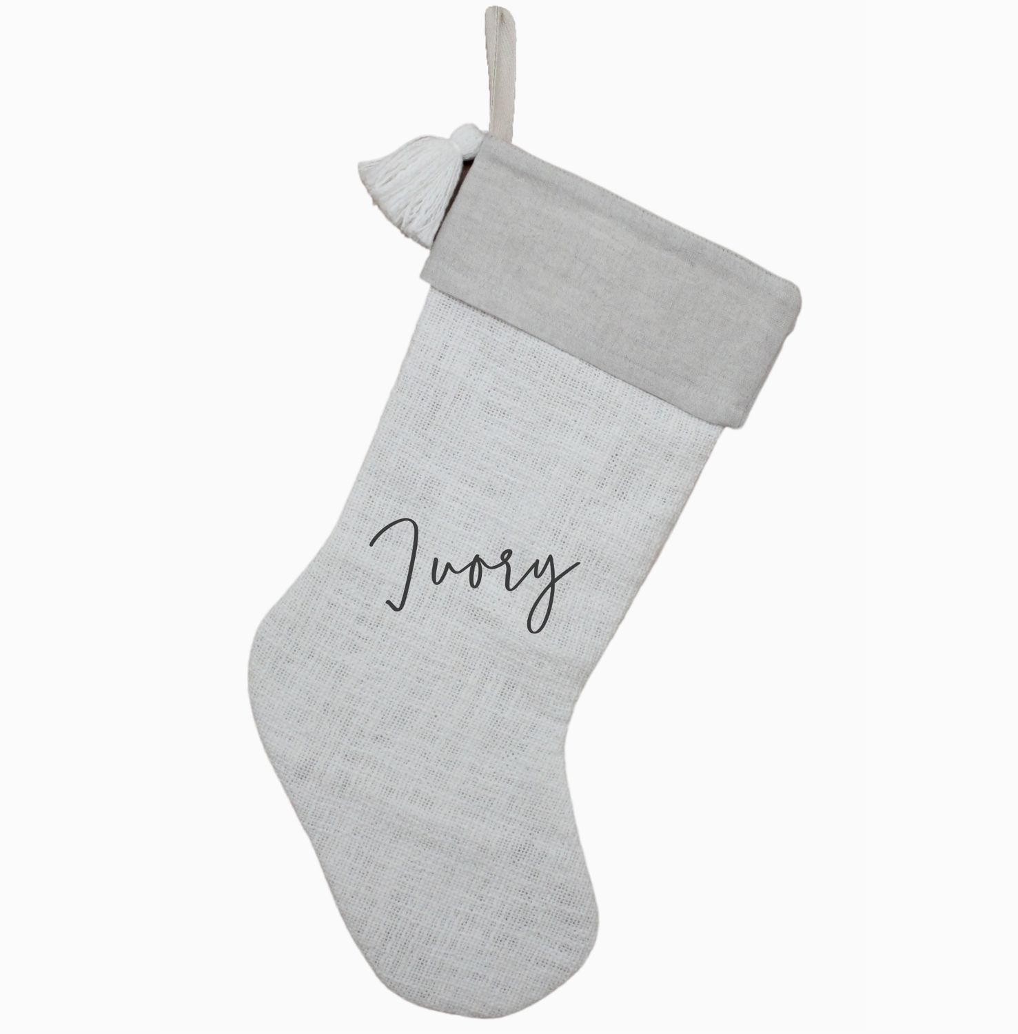 Hand Woven Tassel Stockings, Colour: Ivory