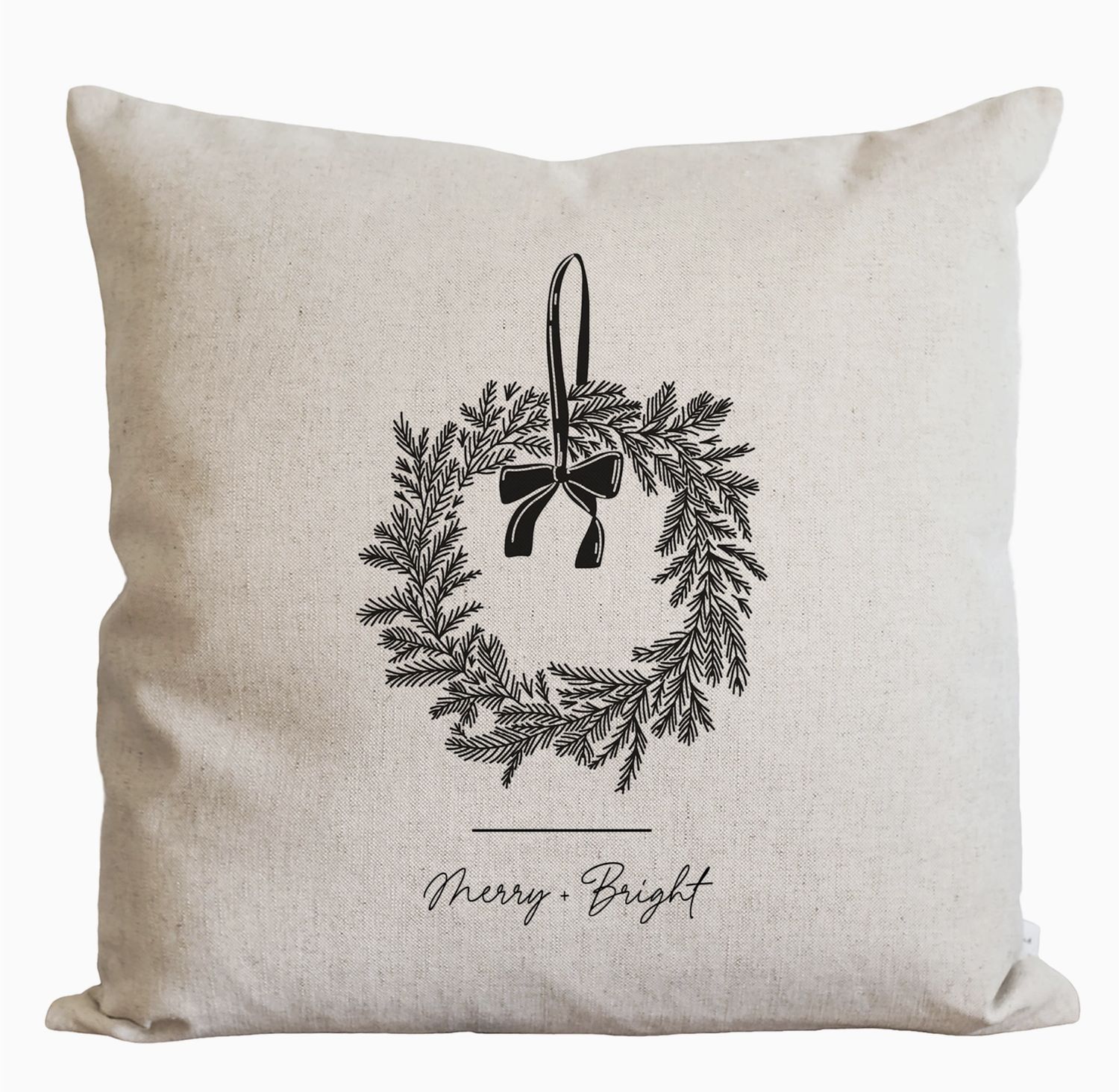 Merry + Bright Wreath Pillow