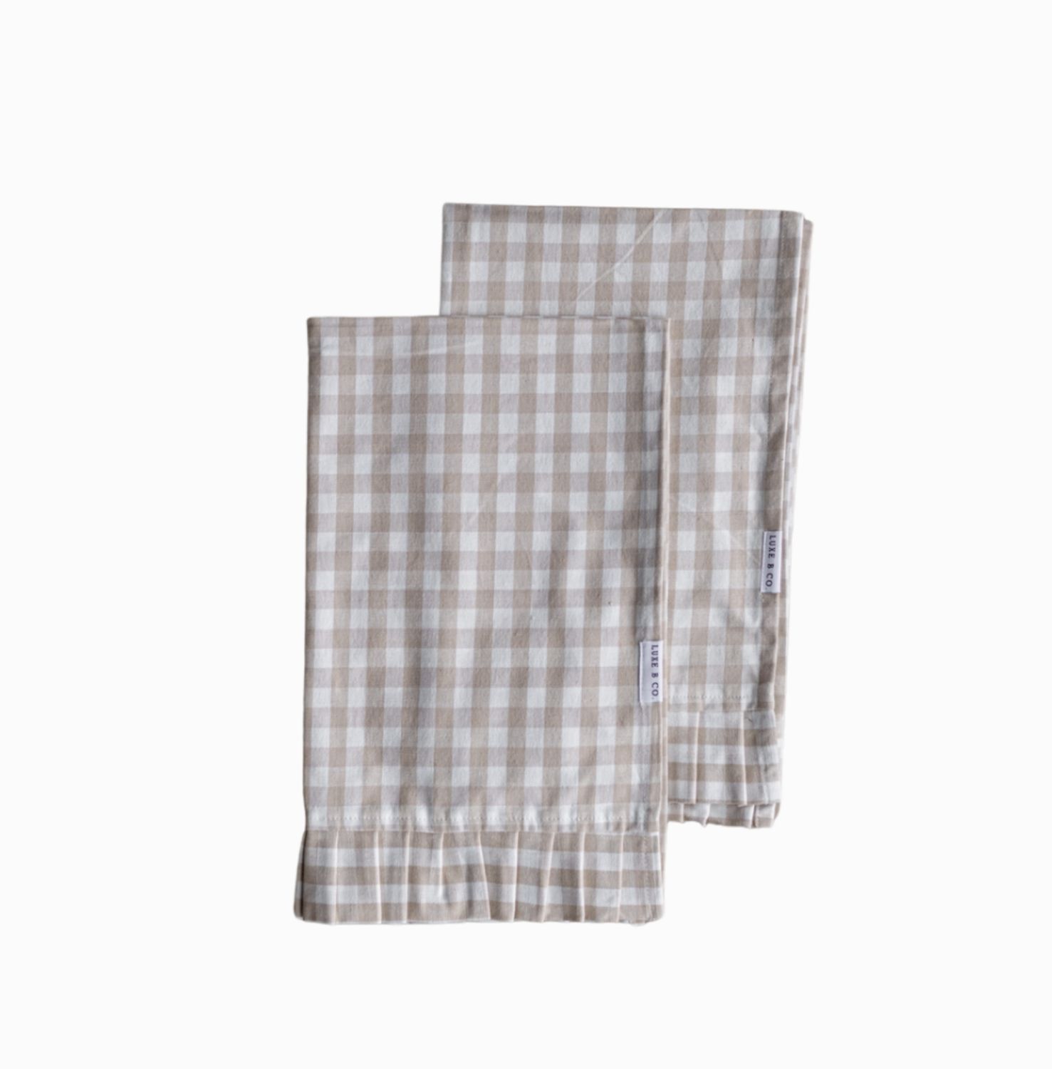 Ruffle Beige Gingham Kitchen Dish Towel