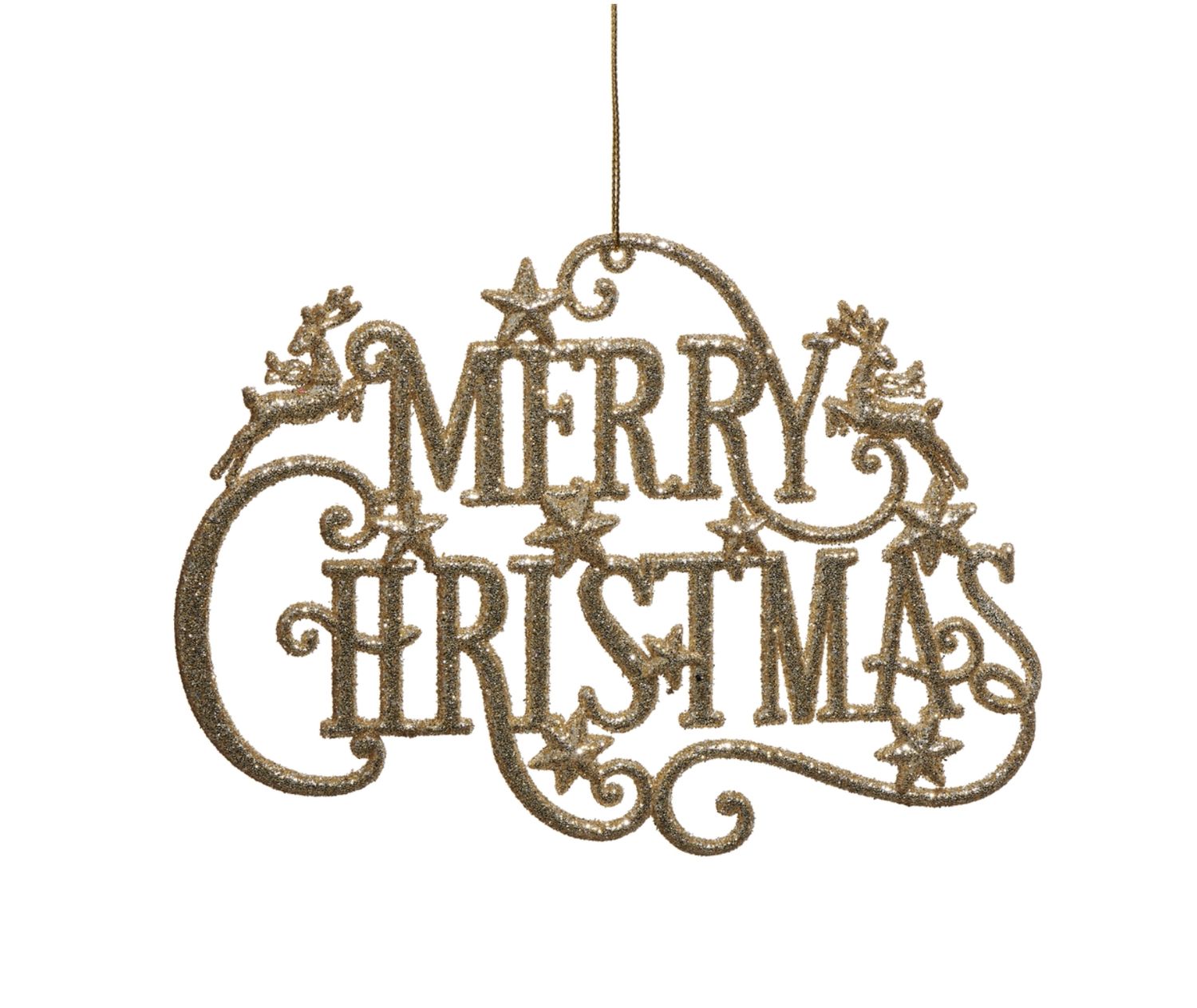 Gold Glitter Merry Christmas Ornament