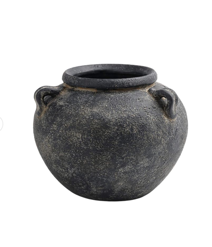 Round Terracotta Vase with Handles