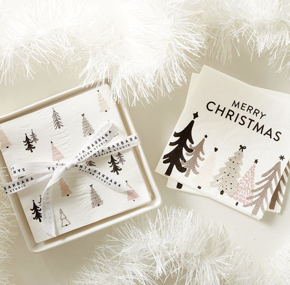 Ceramic Napkin Tray with Merry Christmas Napkins