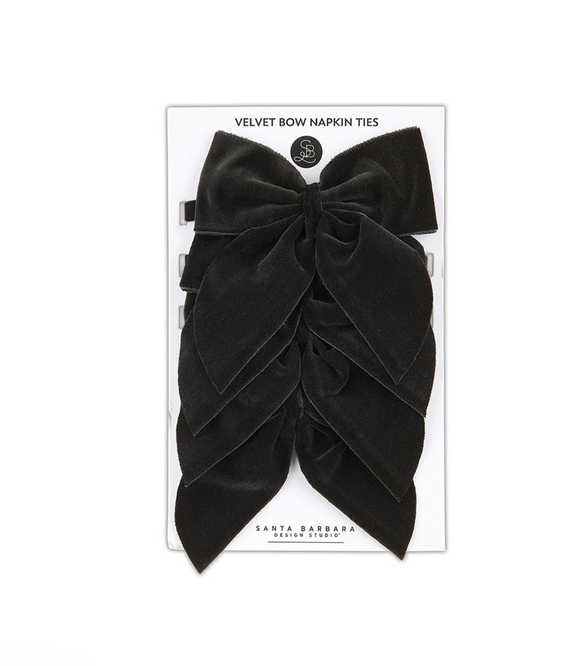 Black Velvet Bow Napkin Ties | Set of 4