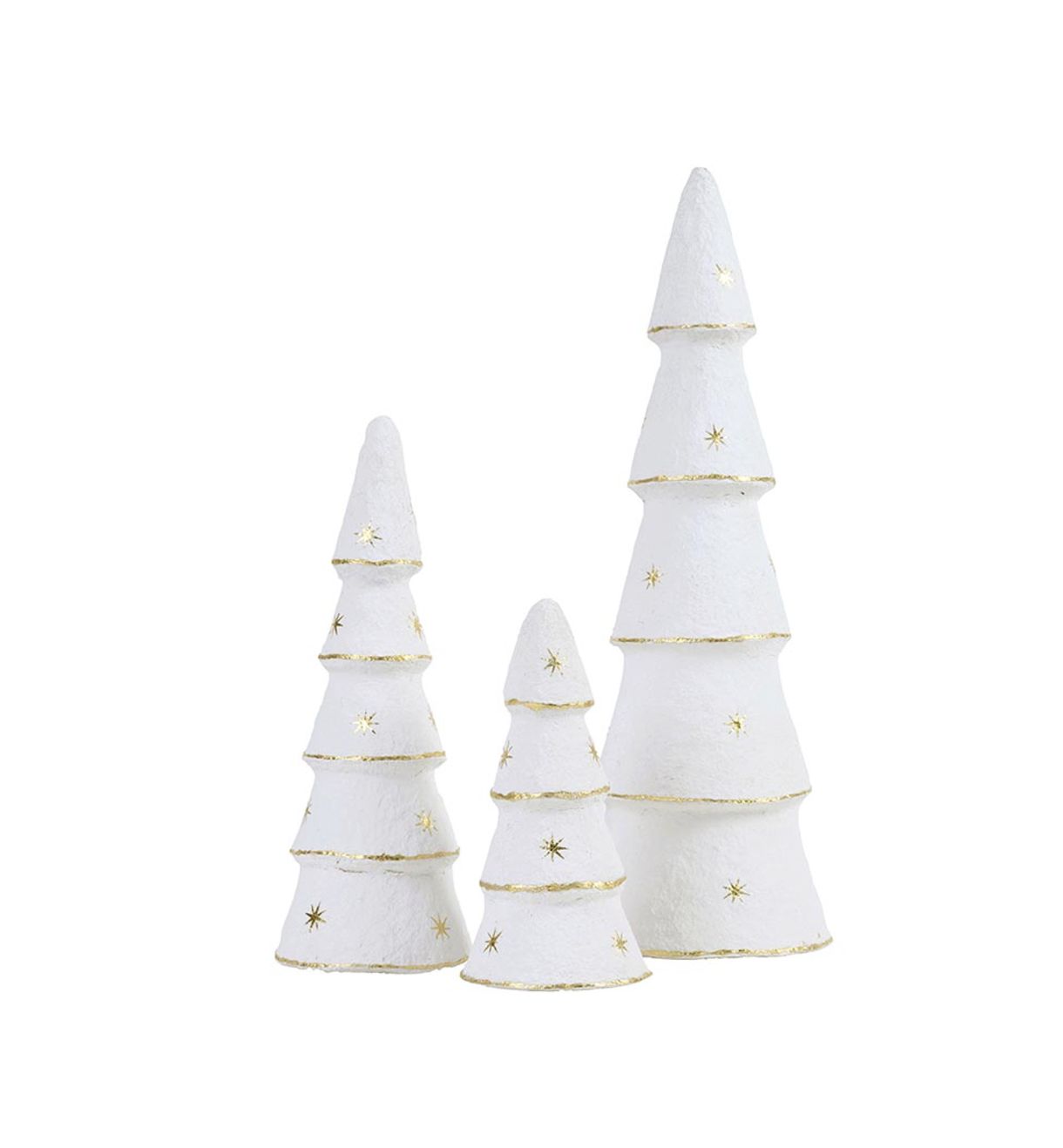 White Gold Star Tree Decoration | Set of 3