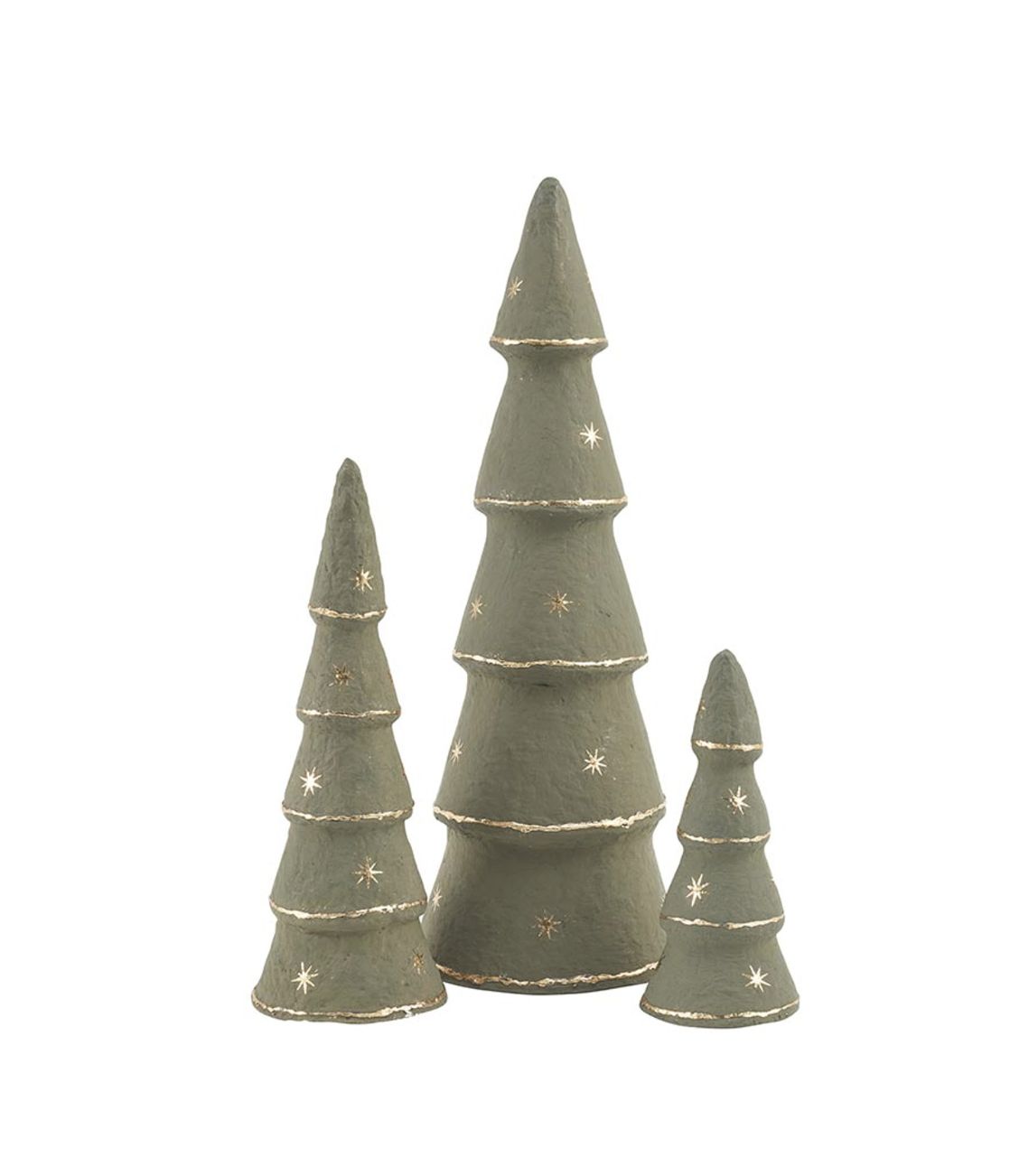 Forest Green Gold Star Tree Decoration | Set of 3