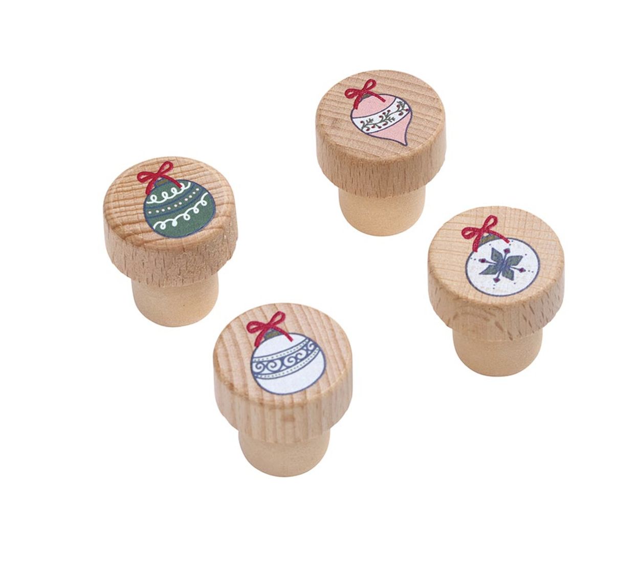 Wood Bottle Stoppers Ornament | Set of 4