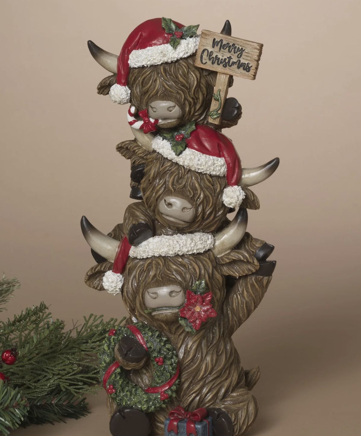 Stacked Highland Cow Decoration