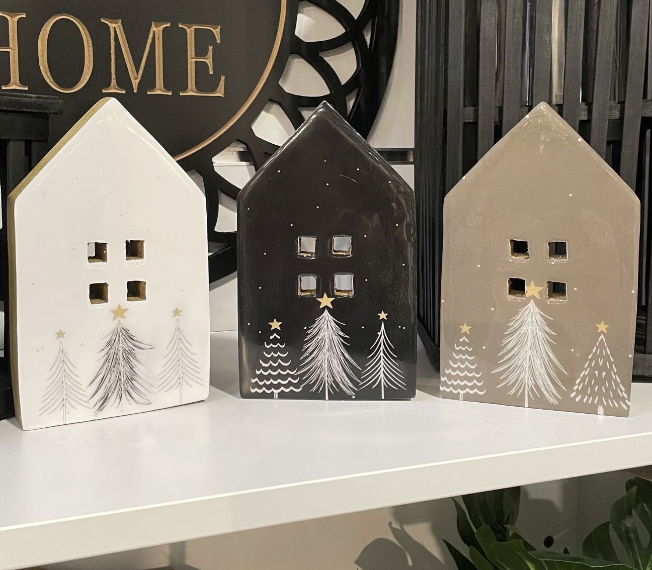 Enamel Nordic Winter Village Ceramic Houses